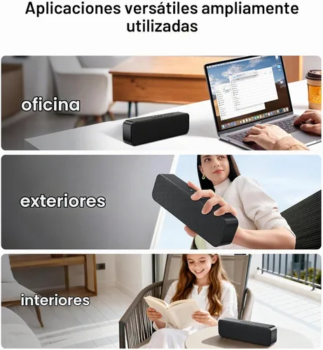 Vista 8 de Altavoces de computadora para PC de escritorio, altavoz Bluetooth recargable, barra de sonido de computadora pequeña con estéreo y graves, entrada