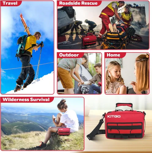 Vista 5 de Kit de primeros auxilios grande, sistema Molle desmontable multiusos kit médico de emergencia para el hogar, coche, camping emergencia al aire libre.
