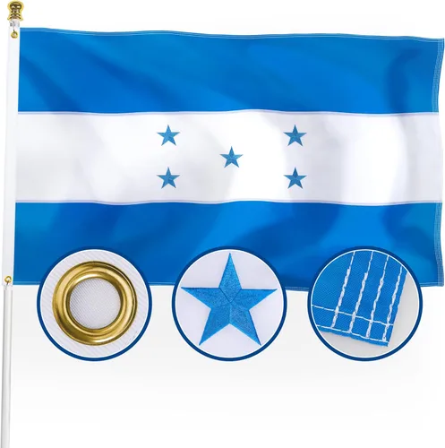XIFAN Bandera de Honduras prémium de 3 x 5 pies, para exteriores, grande, de doble cara, resistente, nailon 210D, bordado, estrella, bandera de país