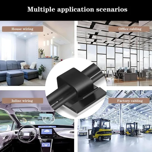 Vista 6 de Clips para cables, 50 piezas de clips de alambre adhesivos para gestión de cables eléctricos, clips de alambre de pared, utilizados