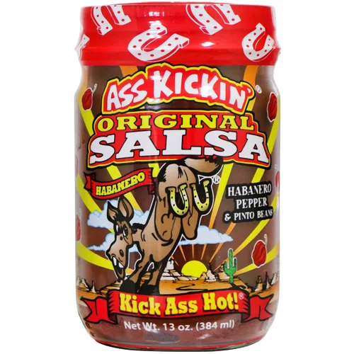 KICKIN' - Salsa picante picante original, 13 onzas, salsa de habanero picante gourmet prémium para patatas fritas de tortilla, verduras y burritos