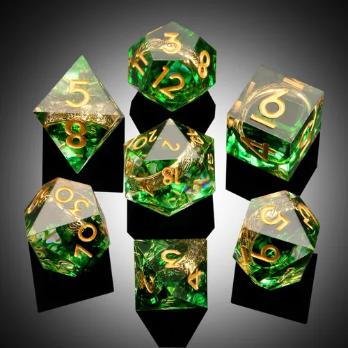 Vista 173 de DNDND Dados de Resina Ojo DND de Borde Afilado Dado de D&D con Estuche de Regalo para Juego de Dungeons and Dragons (Ojo de Dragón Verde)