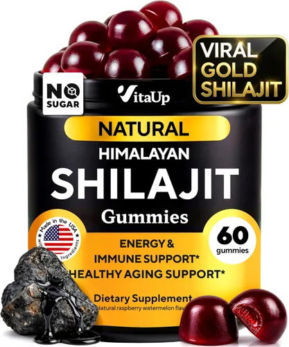 Gomitas Shilajit del Himalaya para hombres y mujeres – Gomitas Shilajit sin azúcar con ácido fúlvico – Energía pura, inmune y apoyo al