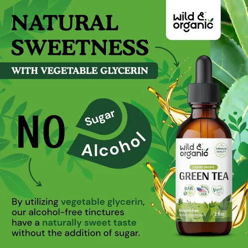 Vista 6 de Wild & Organic Gotas Líquidas de Extracto de Té Verde - Suplemento Antioxidante - Suplementos Naturales de Té Verde con Camellia Sinensis - Tintura