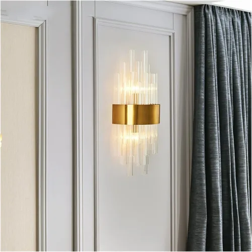 Wall Lamp Sconce Wall Indoor Fixture Stairway Led Crystal Living Room Lamp Bedroom Industrial Retro Gold Lampara,B