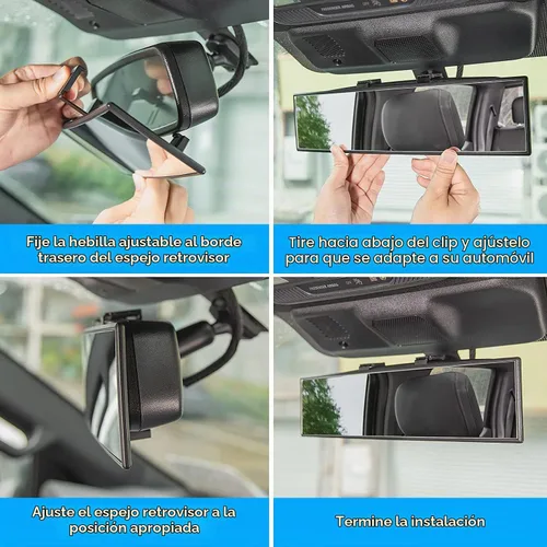 Vista 6 de JOYTUTUS Espejo retrovisor, universal de 11.81 pulgadas, panorámico, convexo, retrovisor interior con clip, espejo gran angular para reducir