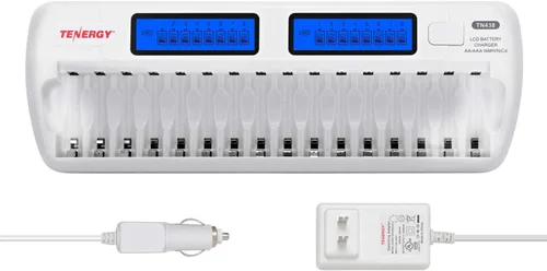 Vista 12 de Tenergy TN438 16-bay auto-detectar AA/AAA NIMH/NICD Protección integrado IC LCD Inteligente cargador de batería