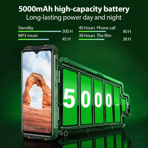 Vista 3 de OUKITEL Smartphone resistente desbloqueado WP8 Pro, pantalla de 6.49 pulgadas Android 10 teléfonos celulares resistentes 4GB RAM+64GB ROM 5000mAh