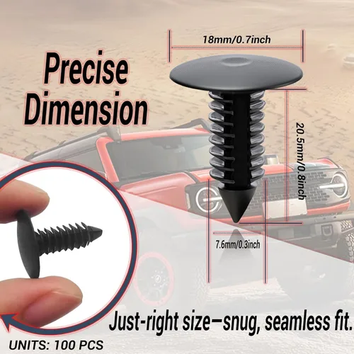 Vista 2 de 100 clips de sujeción para guardabarros y protector de parachoques para GM #1605396, 1595864; Chrysler 6030441; Ford 388577S, W705589-S300