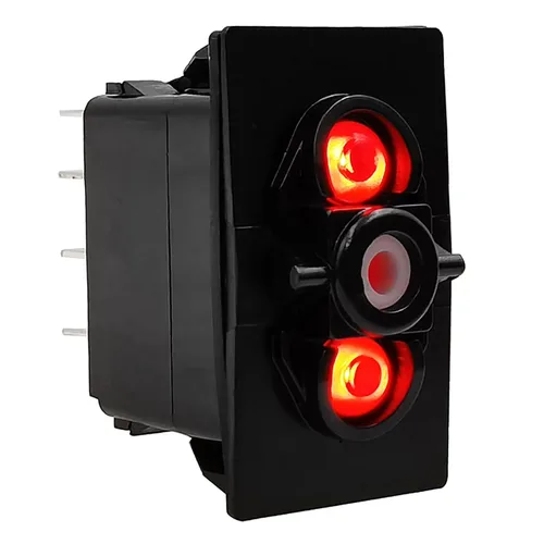 Vista 8 de Dual Blue Led 7 Pin ON-Off-ON DPDT 3 Way Rocker Switch Base para ARB/Carling Auto Marine Boat Dashboard Switch Reemplazo 12V/24V IP68
