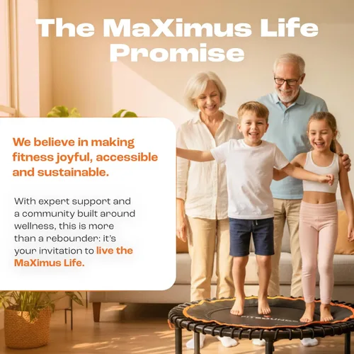 Vista 7 de MXL FIT Bounce PRO Bungee Rebounder - Premium Indoor Mini Trampoline for Adults, Silent Low-Impact Bounce, Half-Folding with Foldable Steel Legs &