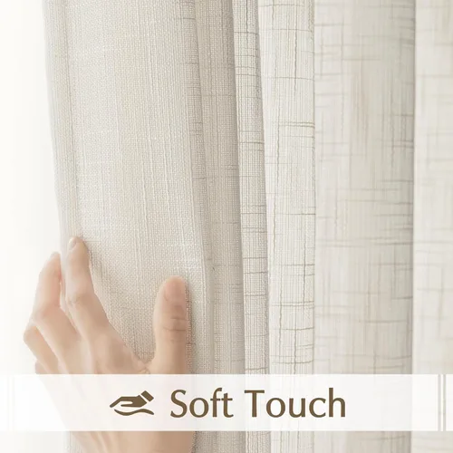 Vista 8 de FMFUNCTEX - Cortinas de puerta corrediza natural de 84" de lino transparente para sala de estar, divisor de 100" de ancho, cortinas extra anchas