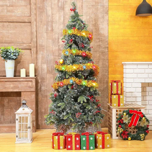 Vista 6 de Kingdder Guirnalda de Oropel de Navidad de 16.4 pies Iluminada Metálica Trenzada Decoración de Árbol Preencendida Operada con Batería 50 LED