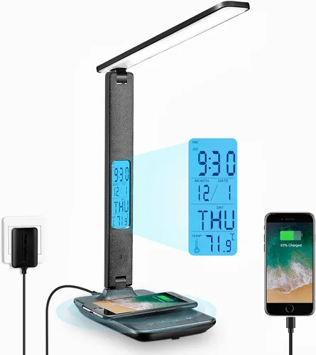 Vista 9 de LAOPAO Lámpara de escritorio con puerto de carga USB: Regleta de enchufes con protección contra sobretensiones - 1 Tipo C, 1 puerto de carga USB-A
