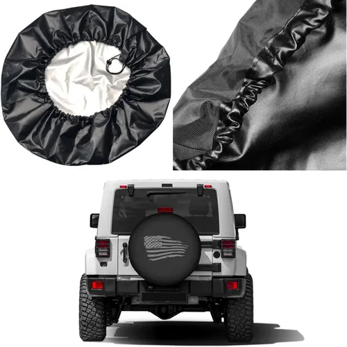 Vista 5 de Foruidea Waving American Flag Military Spare - Cubierta de neumático de repuesto impermeable a prueba de polvo, apta para Jeep, remolque, RV, SUV