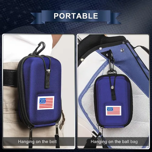 Vista 3 de Craftsman Golf Funda para telémetro con bandera de Estados Unidos, carcasa rígida para Tectectec Callaway, bolsa de transporte universal