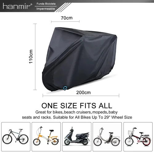 Vista 2 de Cubierta para bicicleta, cubierta impermeable para bicicleta al aire libre con agujero de bloqueo para bicicletas de montaña y de carretera