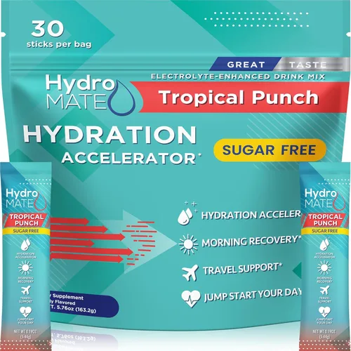 Vista 8 de Paquetes de hidratación sin azúcar en polvo de electrolitos Acai Berry HydroMATE 30 Sticks