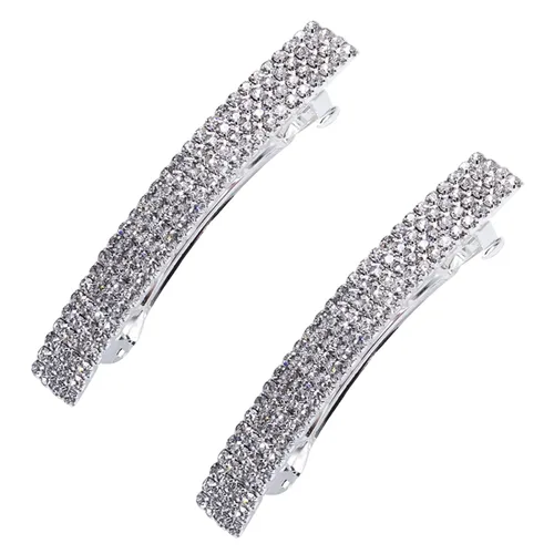 Pasador de pelo de cristal, 2 piezas, pinzas para el cabello con diamantes de imitación brillantes, diseño francés, moda nupcial, magníficas pinzas
