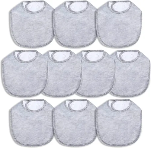 Vista 9 de Baberos impermeables Hakochia de algodón orgánico súper suaves y absorbentes con cierre de presión ajustable para bebés niños y niñas