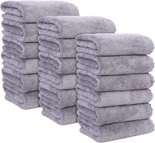 Vista 27 de MOONQUEEN Paquete de 6 toallas de mano de alta calidad, secado rápido, toallas de microfibra de terciopelo coral altamente absorbentes, multiusos