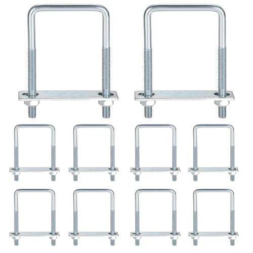 Vista 6 de 10 piezas de pernos en U cuadrados de 3 pulgadas de ancho para remolque, M8 x 3-1/8" x 3-1/2", acero electrogalvanizado