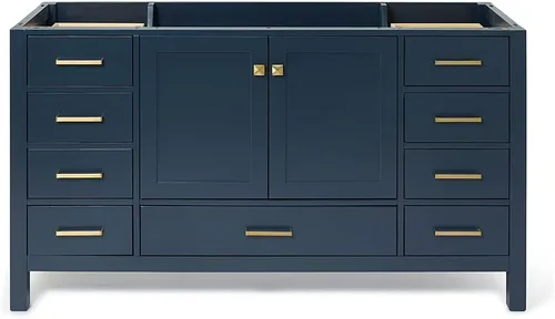 Vista 88 de ARIEL Cambridge Mueble base de tocador de baño de 36 pulgadas, madera maciza, 2 puertas de cierre suave, 5 cajones de cola de milano, roble marrón