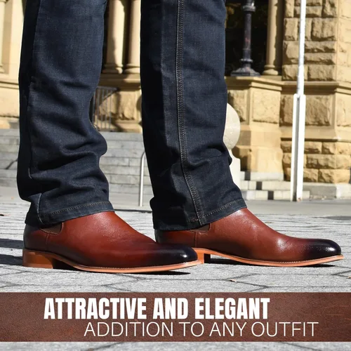 Vista 6 de Fashion Tailored Mens Chelsea Boots - Casual Dress Boot with Leather Sole- Rugged Style and Functionality - Rounded Toe