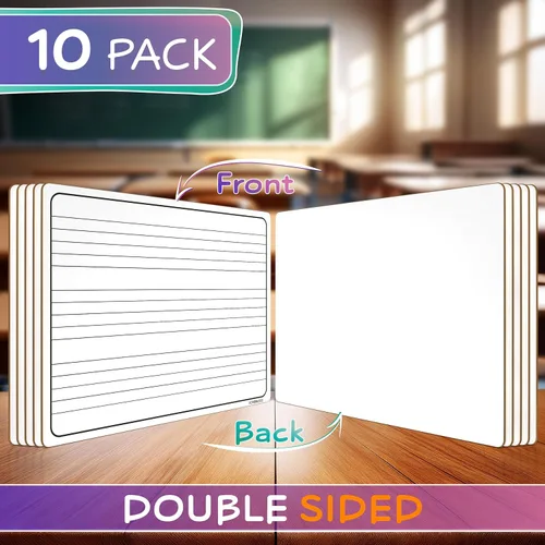 Vista 2 de Scribbledo Paquete de 10 pizarras blancas de borrado en seco, 9 x 12 pulgadas, escribe notas musicales y más pizarras blancas (de doble cara)