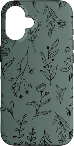 Midnight Green Wildflower Floral Pattern Case for iPhone 16