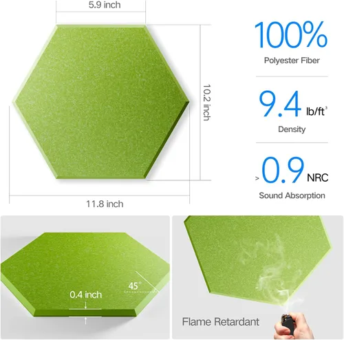 Vista 162 de Paquete de 12 paneles acústicos autoadhesivos de 12 x 10 x 0.4 pulgadas, paneles de espuma a prueba de sonido con alta densidad, elegante diseño