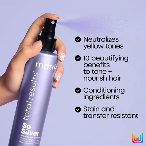 Vista 6 de MATRIX Total Results So Silver Color Depositing Champú Púrpura Para Neutralizar Tonos Amarillos Tonos Rubio & Cabello Plateado Para Cabello
