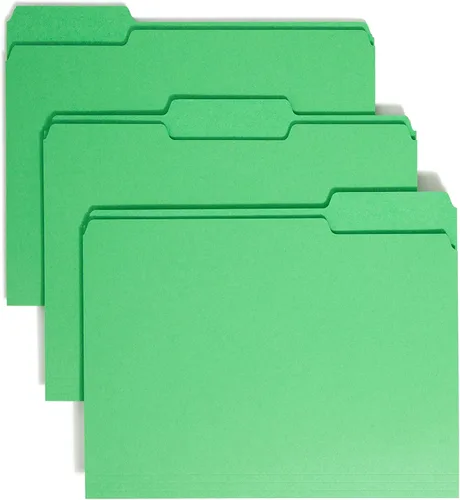 Carpetas de archivo con pestaña de corte 13 Smead, tamaño carta, 100 unidades por caja, Verde