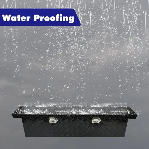 Vista 4 de Caja de Herramientas para Cama de Camión de 63 Pulgadas, Resistente, Pick up con Banda de Rodadura de 5 Barras, Caja de Almacenamiento, Cajas