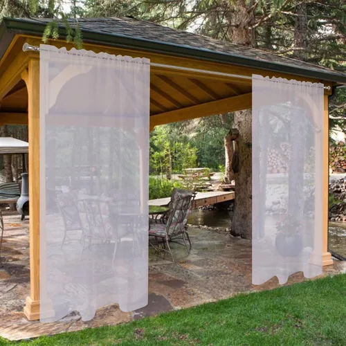 Vista 38 de SpaceDresser Cortinas traslúcidas impermeables para patio y exteriores – 2 paneles de cortina transparente con bolsillo para barra para sala