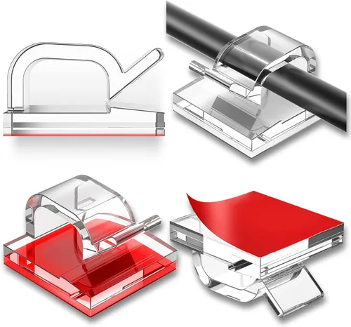 Vista 10 de 65 piezas de clips para cables, organizador de cables adhesivo, soporte de cable, clip de alambre, gestión de cables, ganchos autoadhesivos, soporte