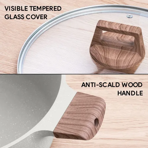 Vista 3 de ITSMILLERS Olla de fundición a presión antiadherente, elegante olla de aluminio y cerámica de 6 cuartos con tapa, fondo de inducción