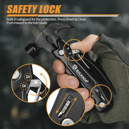 Vista 4 de Regalos para hombres, martillo multiherramienta 15 en 1, accesorios de campamento, equipo de supervivencia, regalos de San Valentín, ideas únicas