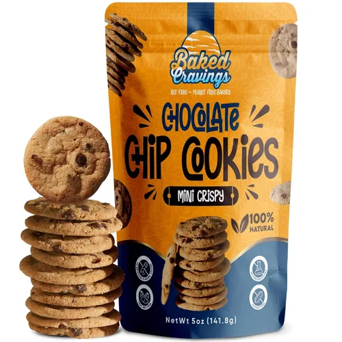 Vista 9 de Baked Cravings Mini galletas con chispas de chocolate, 6 bolsas (24 en 1) Sin nueces y sin maní, 100% galletas de chocolate clásicas y crujientes