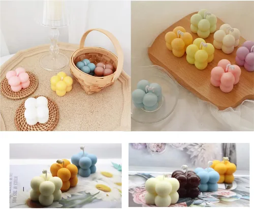 Vista 4 de Konrisa Moldes de vela de burbujas 3D, moldes de silicona con 15 cavidades para hacer velas de cera de soja, moldes de pastel de burbujas
