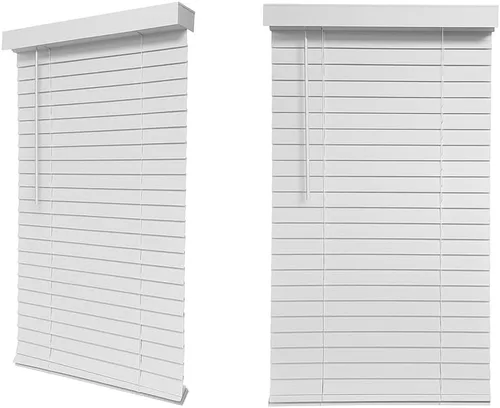 Persianas de 2 pulgadas de madera sintética blanca sin cordón – Persianas y cortinas para ventanas y puertas interiores, persianas para oscurecer