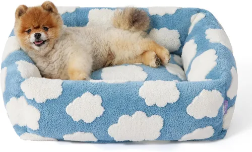 Vista 9 de LE SURE Bonita cama para perros y gatos pequeños, camas lavables para cachorros, acogedor sofá ortopédico rectangular para mascotas con felpa