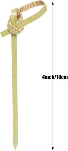 Vista 2 de 300 púas de cóctel de bambú de 4 pulgadas, palillos de nudos, brochetas, palillos de dientes para aperitivos y eventos
