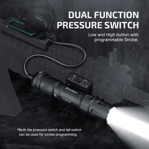 Vista 9 de OLIGHT Odin S 1500 lúmenes MLOK linterna táctica recargable montada en riel con interruptor de presión remoto mejorado, distancia de lanzamiento