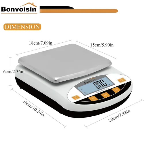 Vista 4 de Bonvoisin Balanza de laboratorio 2000g x 0.01g Balanza analítica digital de precisión 10mg Balanza electrónica de alta precisión Balanza de joyería