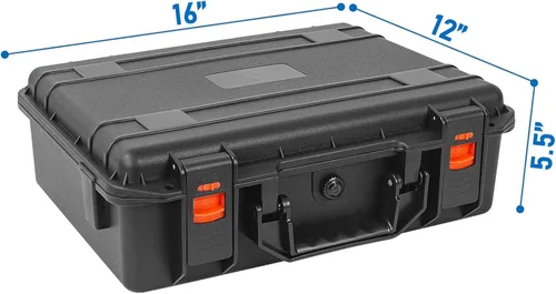 Vista 3 de Estuche rígido de transporte de 16 pulgadas, caja de almacenamiento a prueba de golpes con espuma personalizable, caja de herramientas protectora