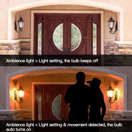 Vista 4 de Elrigs Bombilla LED con Sensor de Movimiento de Anochecer a Amanecer, Base E26, 7W LED (Equivalente a 60W), Blanco Frío (6000K), Sensibilidad