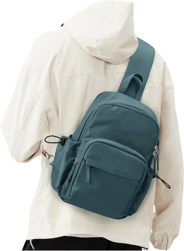 Vista 9 de Sling Crossbody Bag for Men Women, Tactical Backpack Shoulder Daypack Mini Anti-Theft Motorcycle Chest Bags, Small One Strap Backpack for Casual