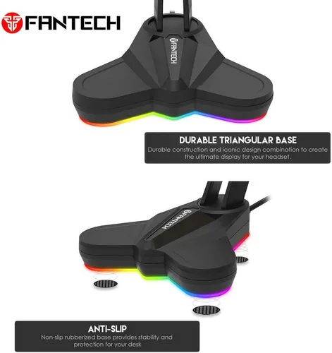 Vista 3 de FANTECH Soporte de auriculares Tower RGB, soporte para auriculares para jugadores Gaming PC Accesorios (rojo)