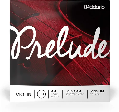 Vista 3 de D’Addario Prelude Violin String Set, 4/4 Scale Medium Tension – Solid Steel Core, Warm Tone, Economical and Durable, 1 Set & Essential Elements for